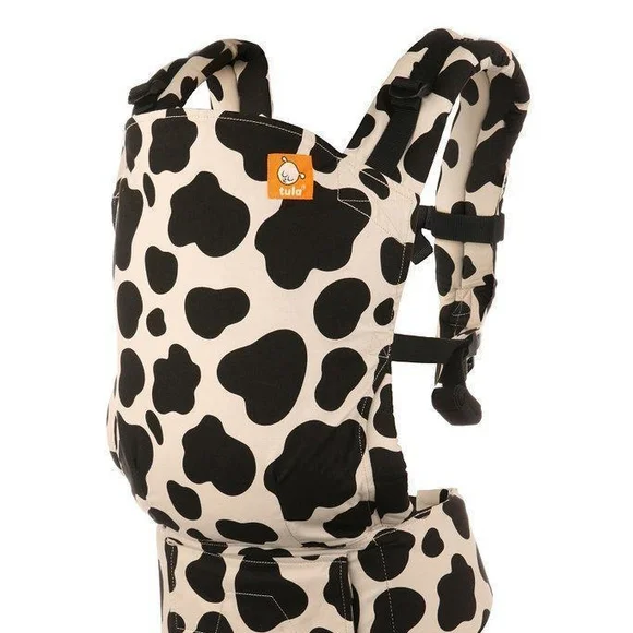 Tula Black and White Cow Print Carrier With Hood And Infant Insert - Picture 1 of 6